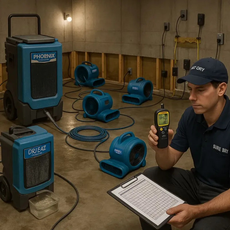 Structural Drying and Dehumidification process in Gardner, MA